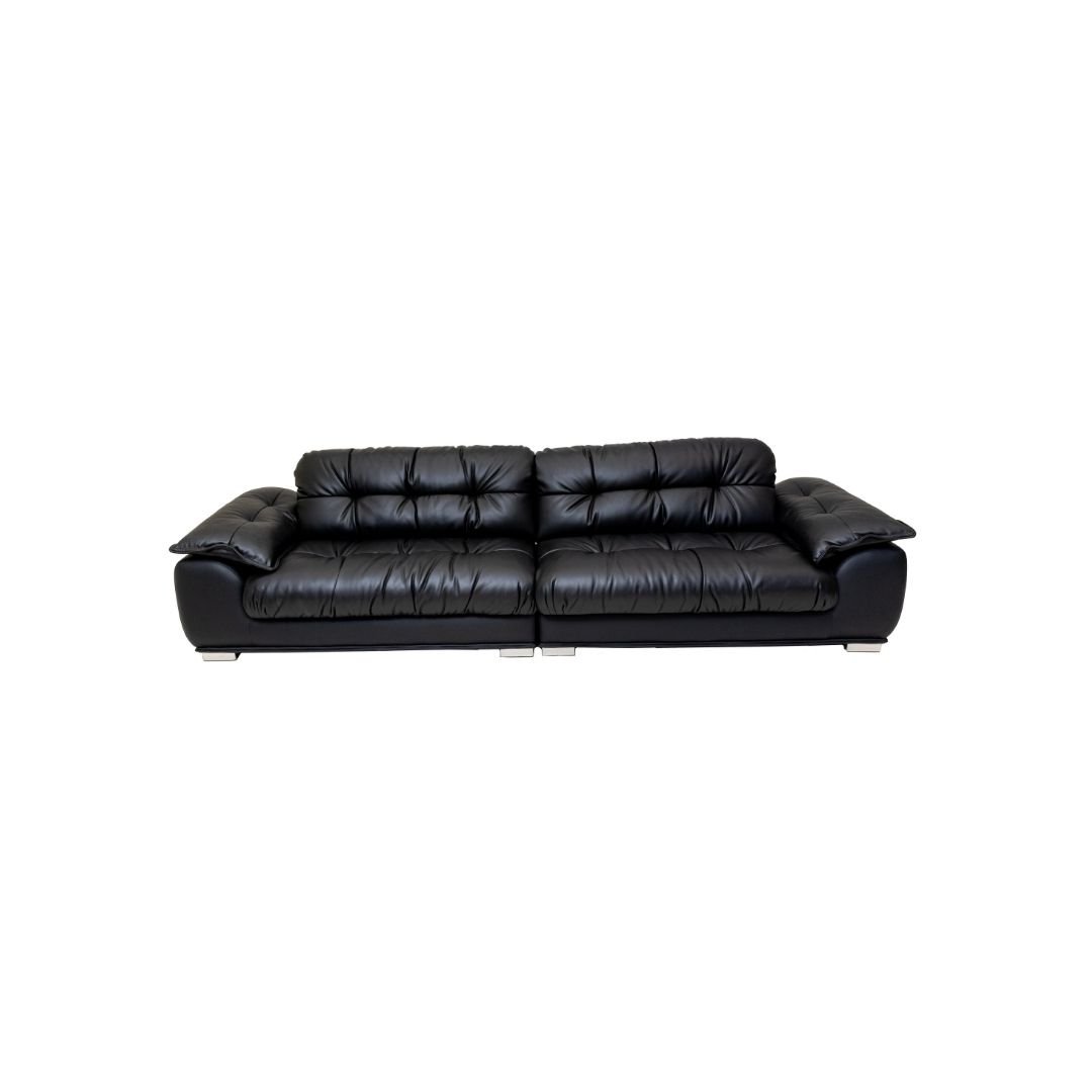 The Luxe Squish (3) The Luxe Squish Black Leather Sofa - Image 1