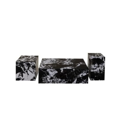 Dramatic Black Marble Coffee Table Set - 3-Piece Collection